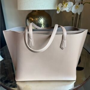 Italian Leather Triple Compartment Tote in Cappuccino